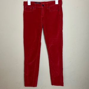 J. Crew toothpick orange velour jeans